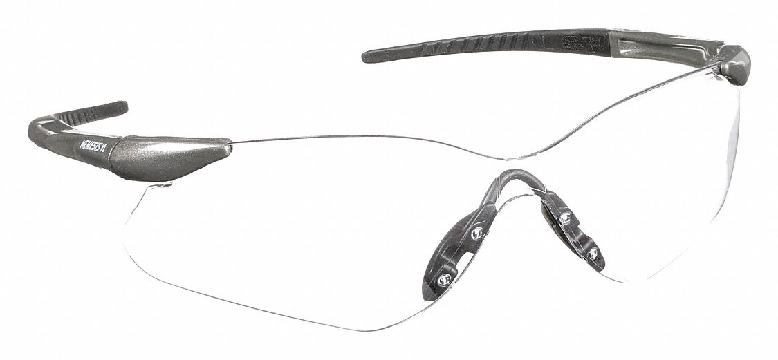 Safety Glasses: Clear Lens, Frameless, Gray Frame, V30 Nemesis(TM) VL Series