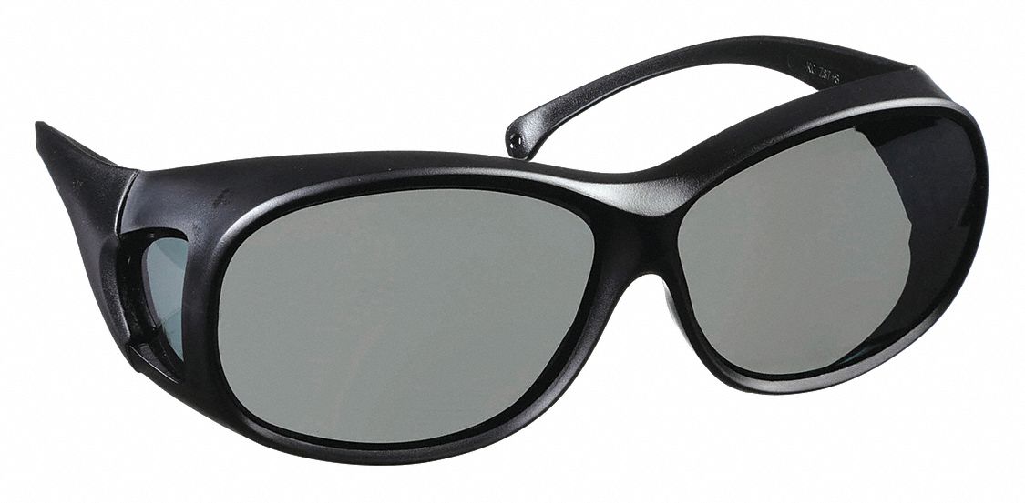 Safety Glasses: Gray Lens Color, Full-Frame, Anti-Fog, Brown Frame Color, V50 OTG Series