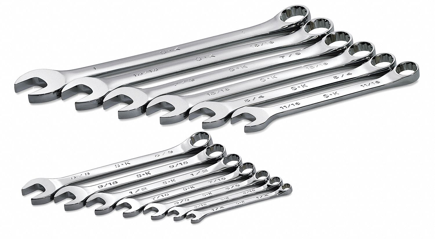 SK PROFESSIONAL TOOLS, Alloy Steel, Chrome, Combination Wrench Set