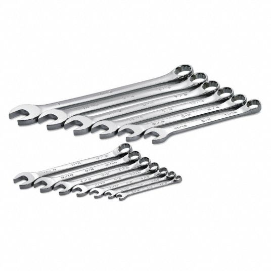 SK PROFESSIONAL TOOLS, Alloy Steel, Chrome, Combination Wrench Set ...