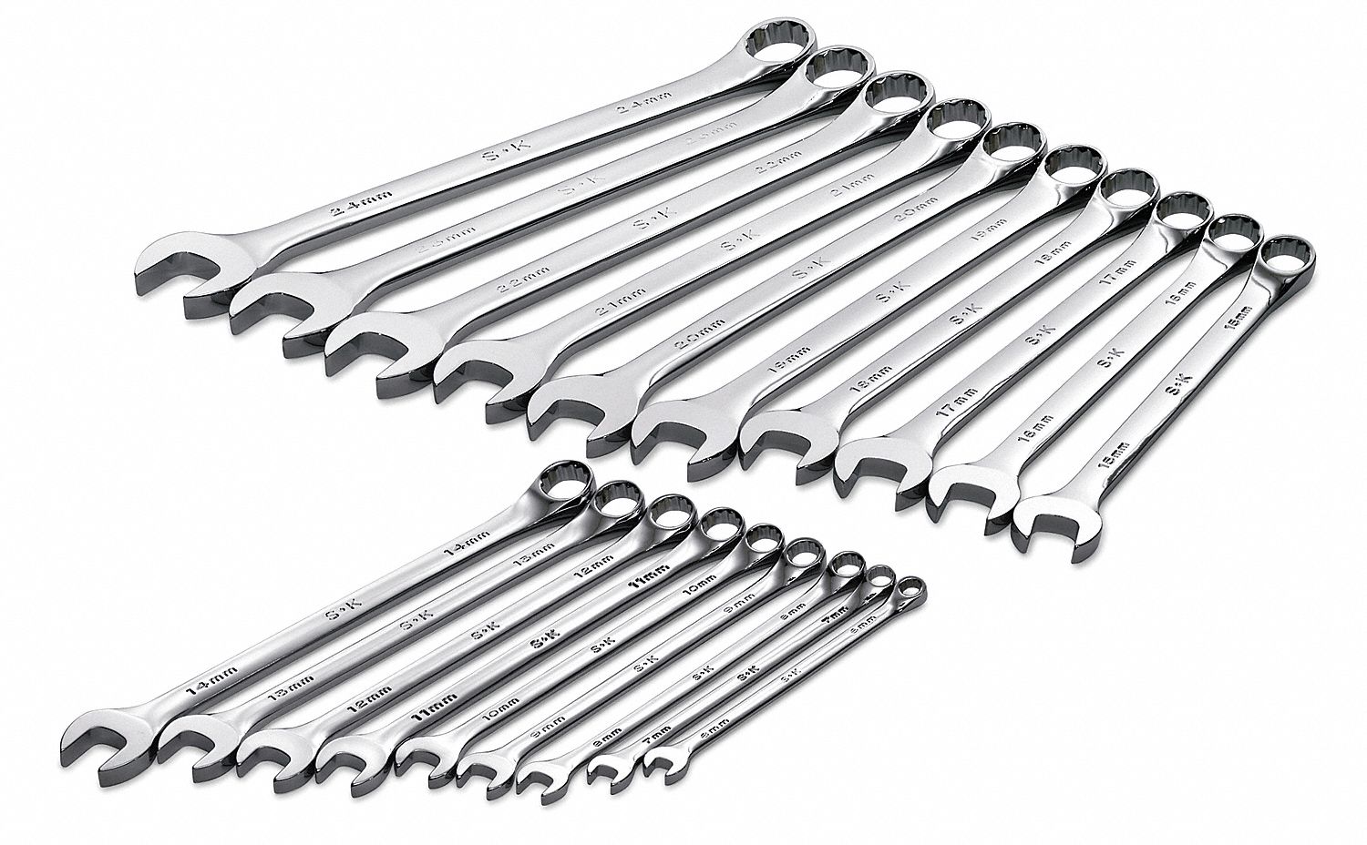 SK PROFESSIONAL TOOLS, Alloy Steel, Chrome, Combination Wrench Set ...