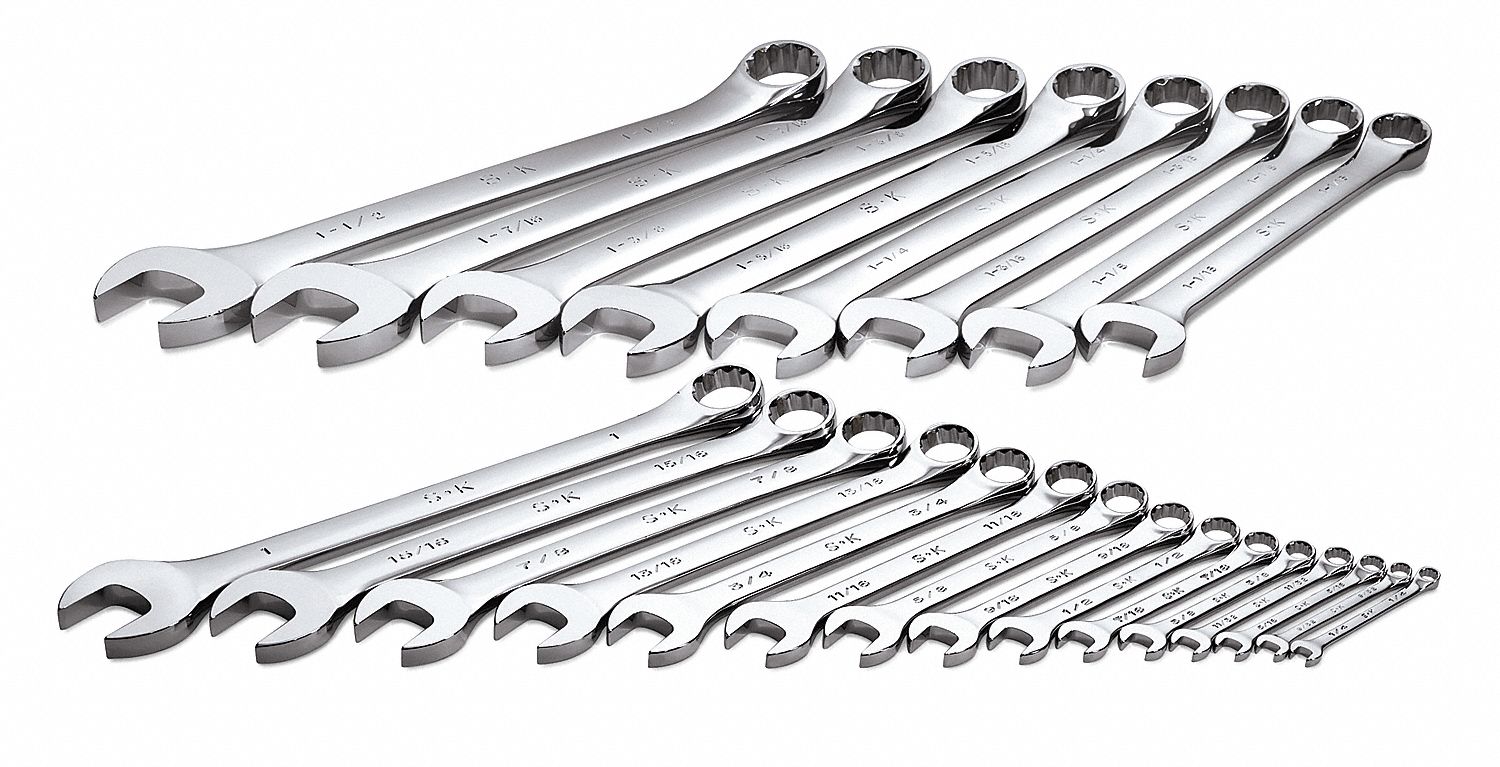 SK PROFESSIONAL TOOLS, Alloy Steel, Chrome, Combination Wrench Set