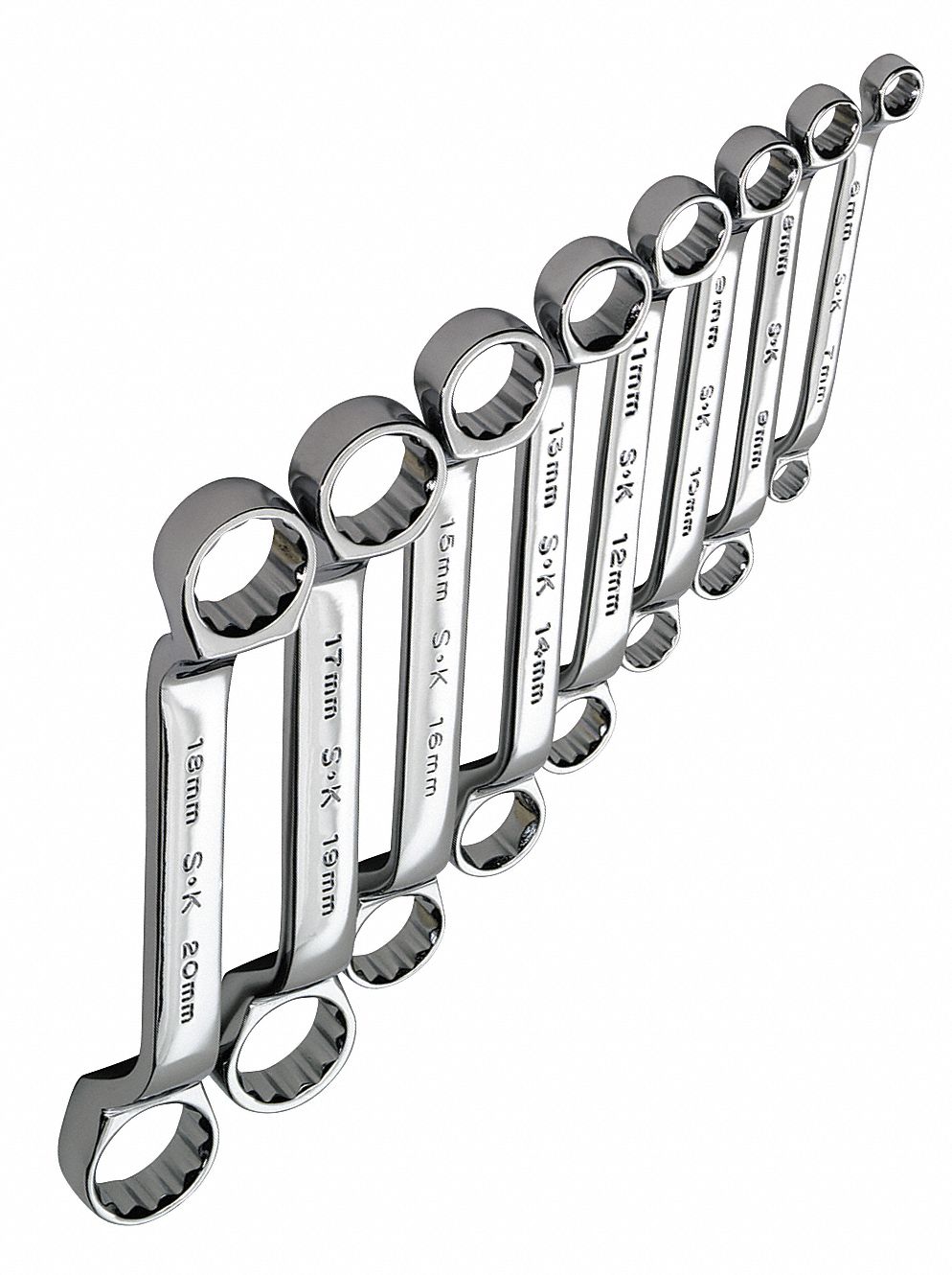 SK PROFESSIONAL TOOLS Box End Wrench Set, Chrome, Offset, Metric ...