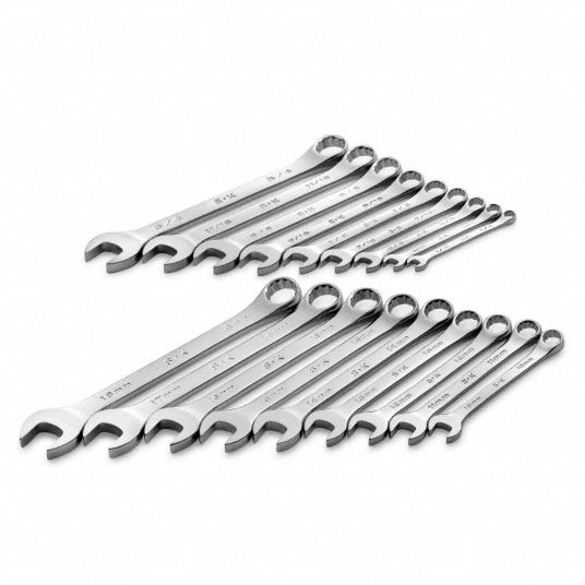 SK PROFESSIONAL TOOLS, Alloy Steel, Chrome, Combination Wrench Set ...