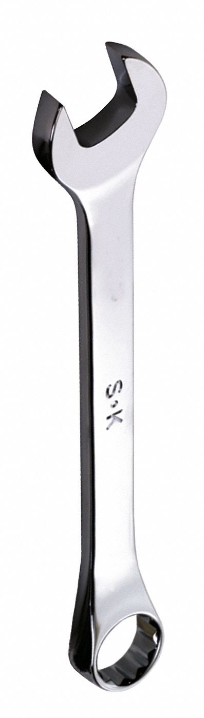 Combination Wrench: Alloy Steel, Chrome, 1 3/8 in Head Size, Offset