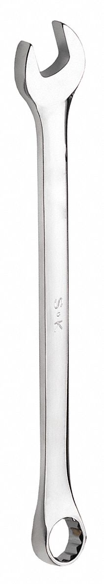 Combination Wrench: Alloy Steel, Chrome, 1 7/16 in Head Size, Offset