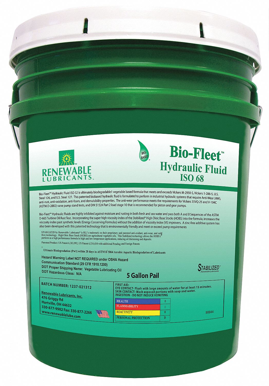 Biodegradable Hydraulic Oil,5 Gal,ISO 68 80844 96523808445 eBay