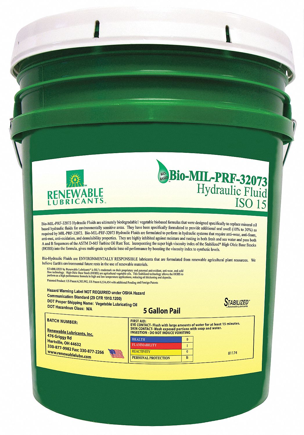 21A475 - Biodegradable Hydraulic Oil 5 Gal
