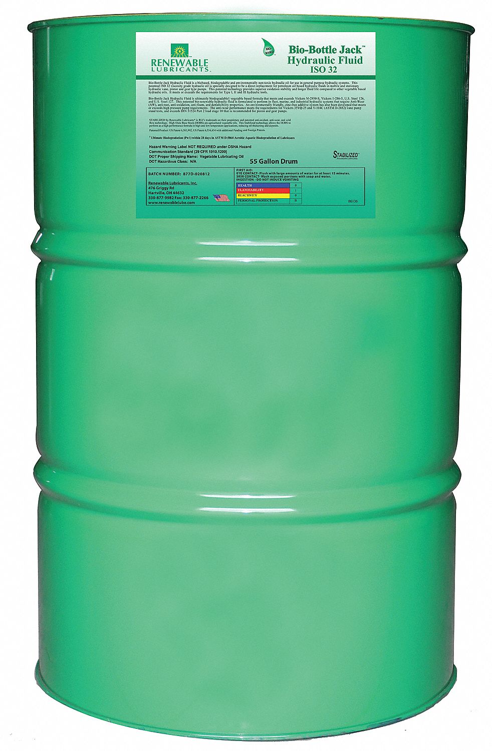 21A481 - Biodegradable Hydraulic Fluid 55 Gal