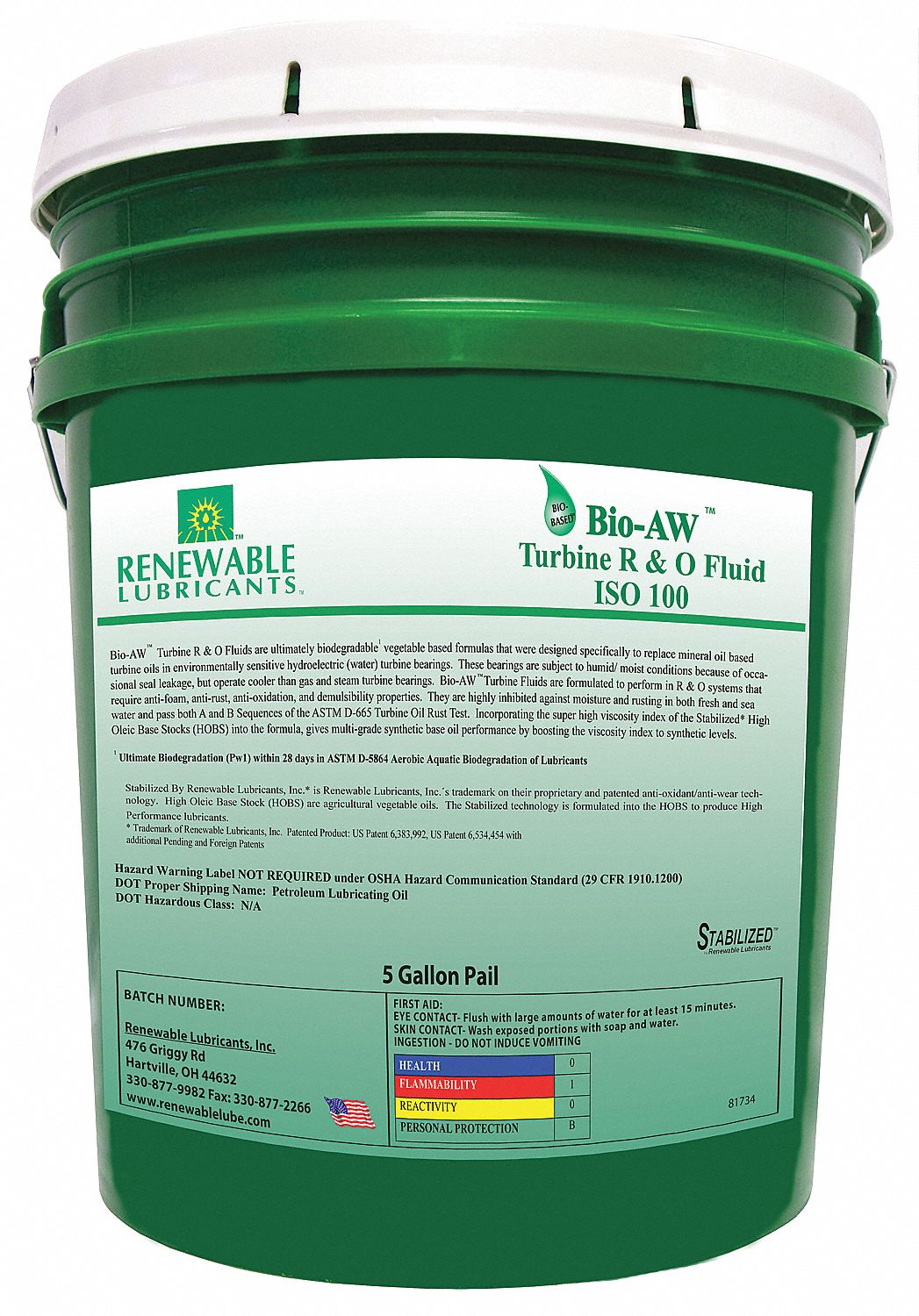 21A515 - Biodegradable Hydraulic Oil 5 Gal