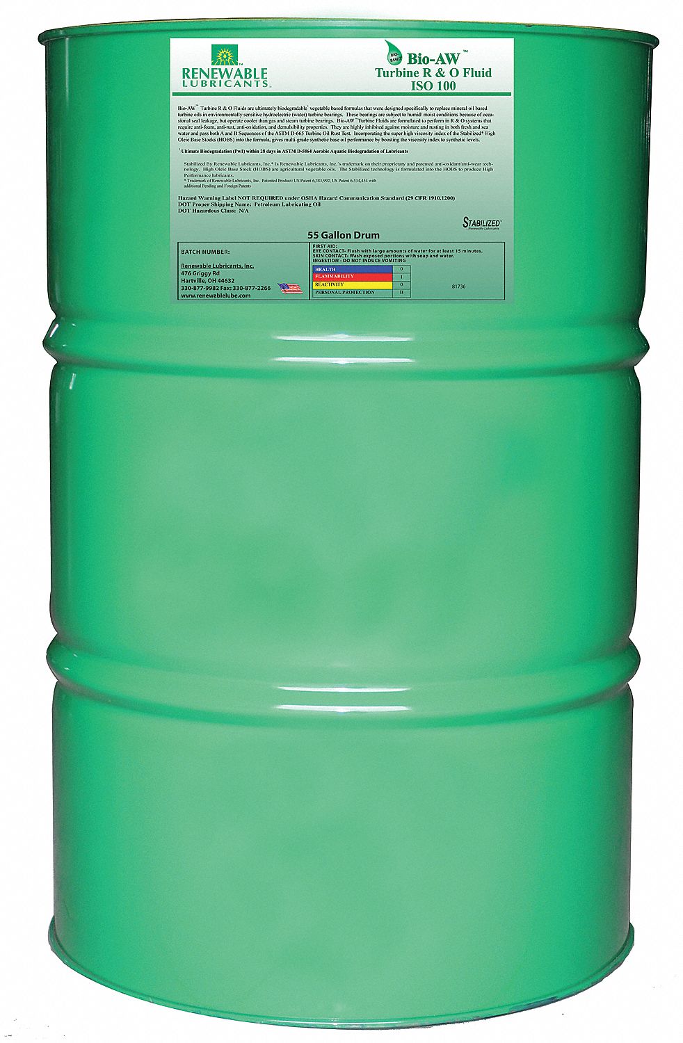 Vegetable Oil, 55 gal, R&O Oil 21A51681736 Grainger