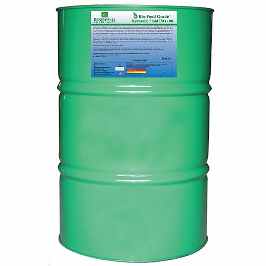 Hydraulic Oil: Vegetable Oil, 55 gal, Drum, ISO Viscosity Grade 100, H2 No Food Contact