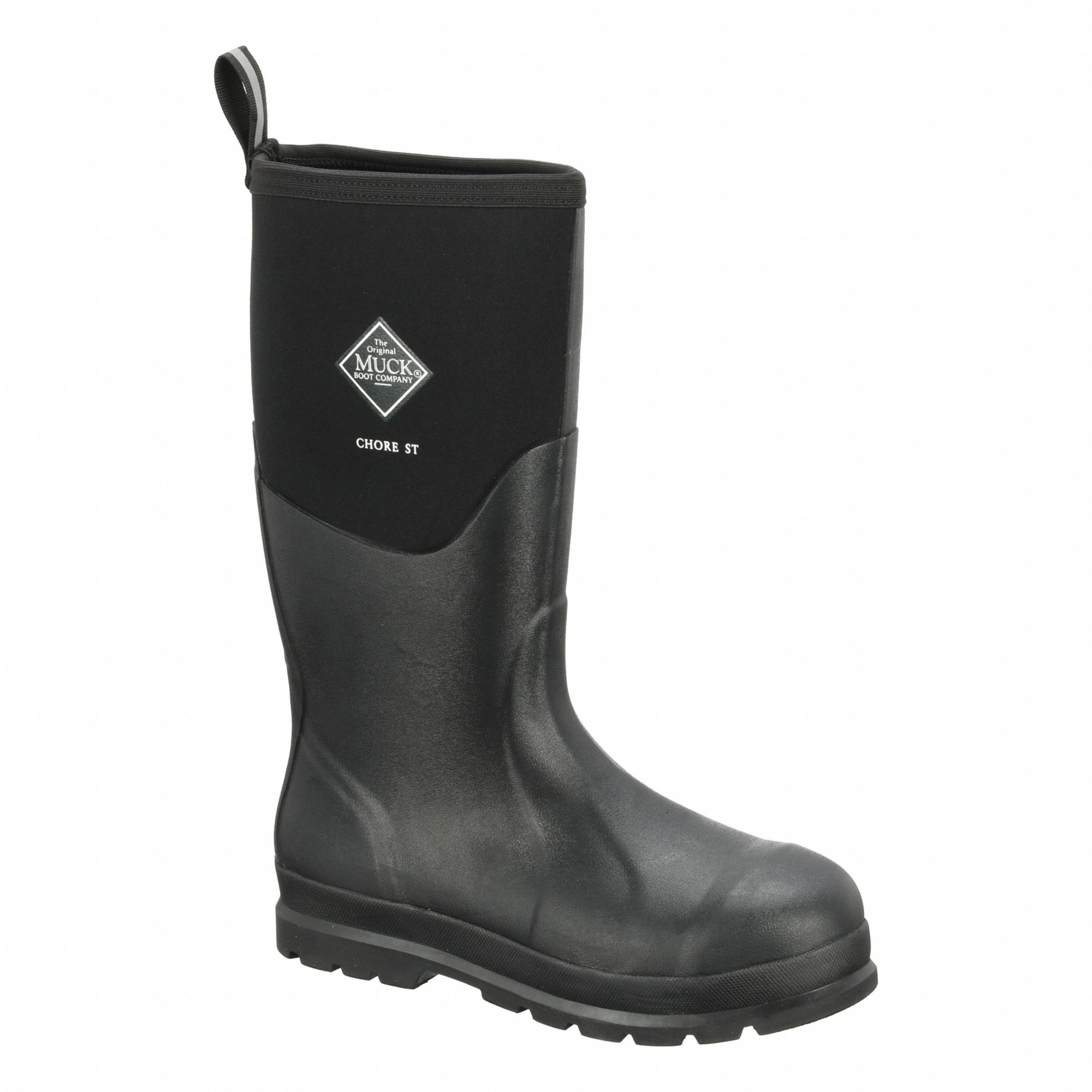 Rubber Boot: Black, Rubber, Rubber, Steel, 11 Size, CHS-000A, 1 PR