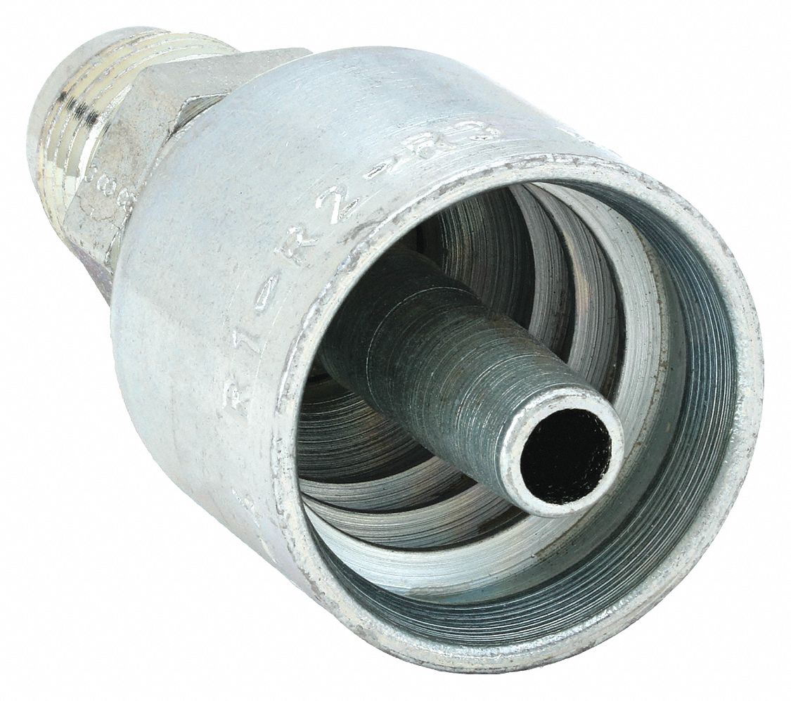 HYDRAULIC CRIMP FITTING, STEEL X STEEL, STRAIGHT, -12 HOSE DASH SIZE, MALE X GENDERLESS