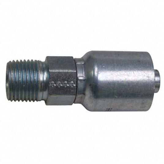 PARKER Hydraulic Crimp Fitting Steel x Steel, Straight, 4 For Hose