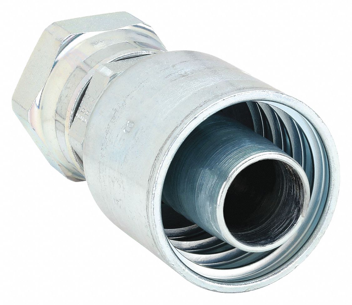 HYDRAULIC CRIMP FITTING, STEEL X STEEL, STRAIGHT, -20 HOSE DASH SIZE, FEMALE X GENDERLESS