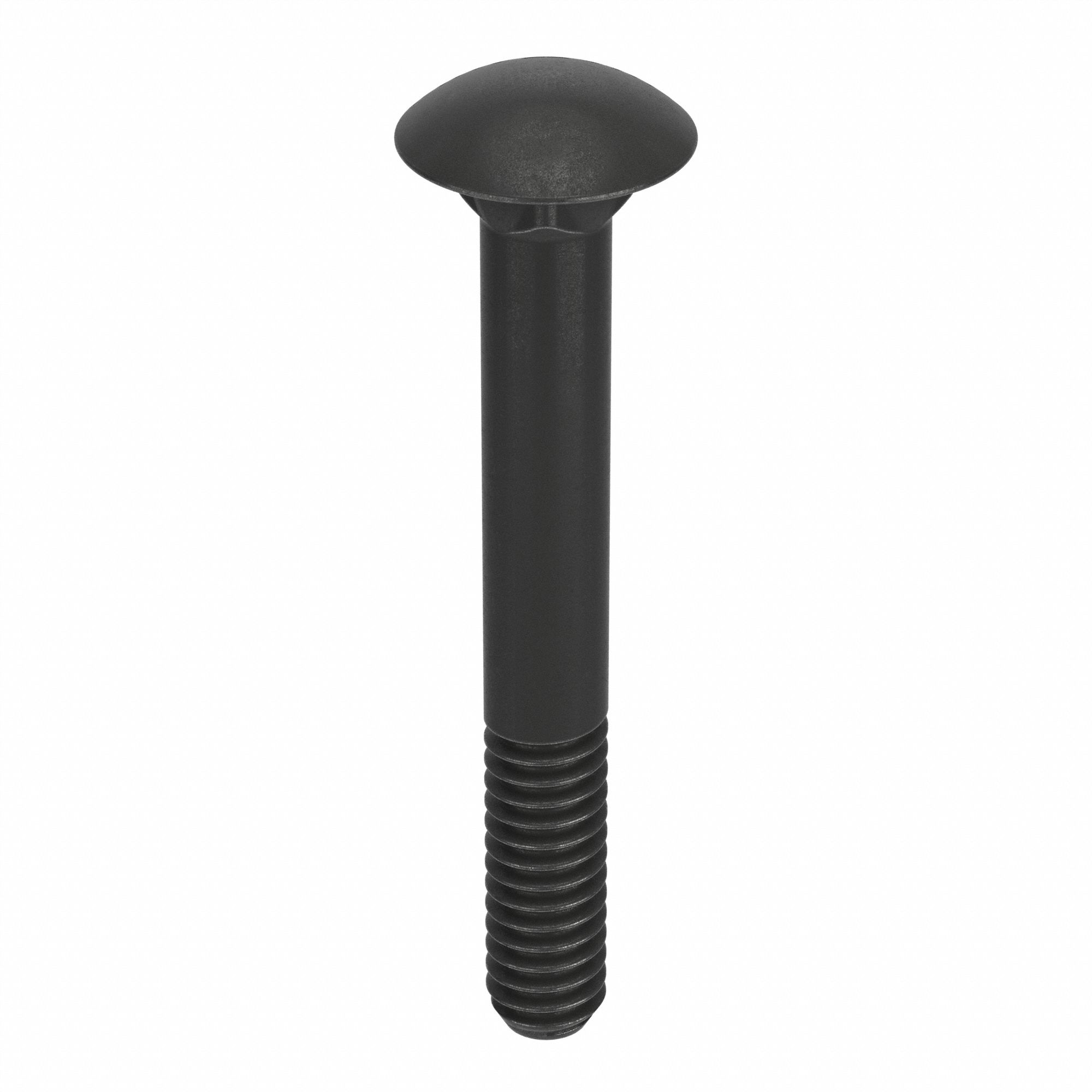 CARRIAGE BOLT, SQUARE, STEEL, UNC, GRADE 2, BLACK OXIDE, ¼"-20 THREAD, 2 IN L, INCH, 100 PK