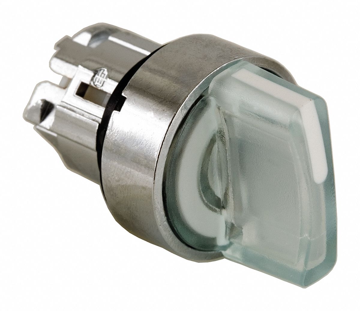 Illuminated Selector Switch Operator: White, Metal, Maintained / Momentary,  Module Not Included