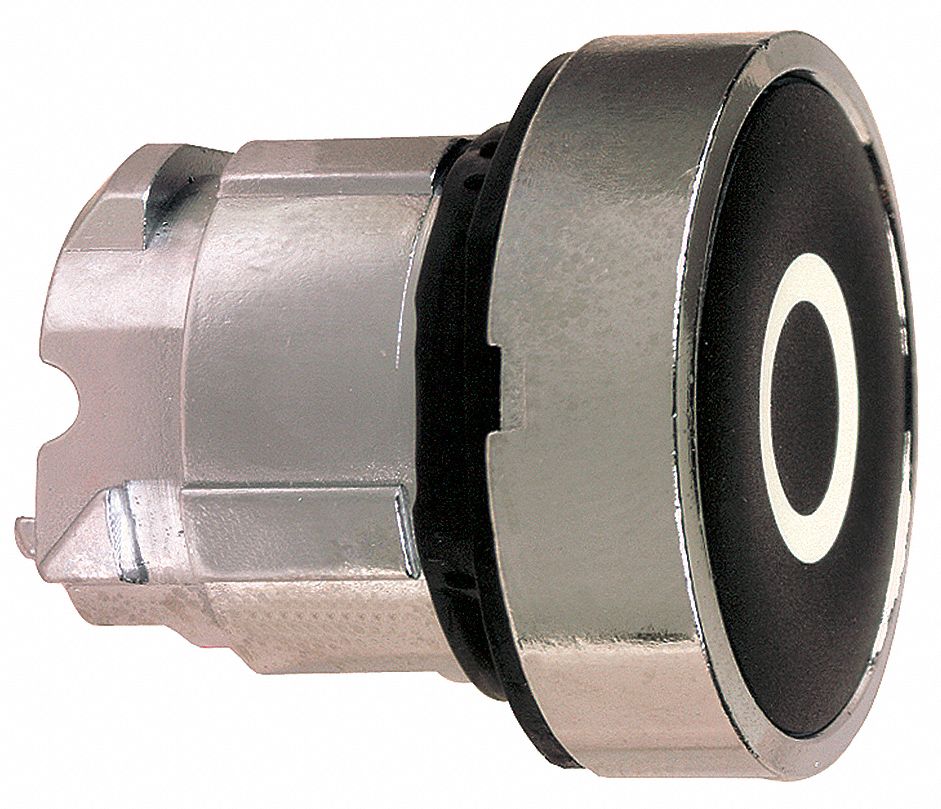 Flush Push Button: Black, 22 mm Mounting Size, Metallic, Momentary