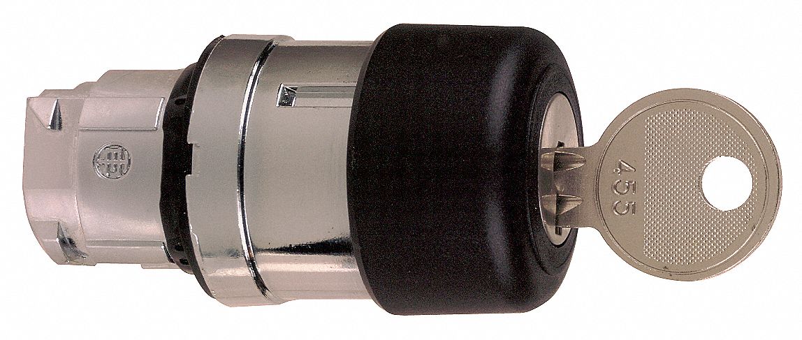 Mushroom Head Push Button: Black, 22 mm Mounting Size, Metallic, Maintained