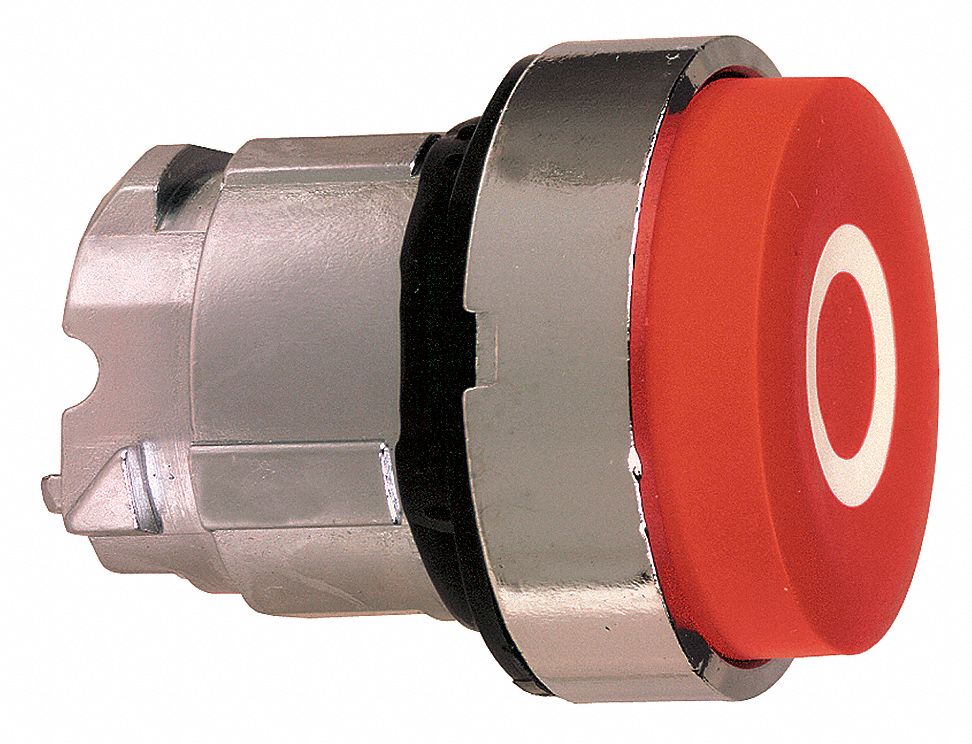 Extended Push Button: Red, 22 mm Mounting Size, Metallic, Momentary