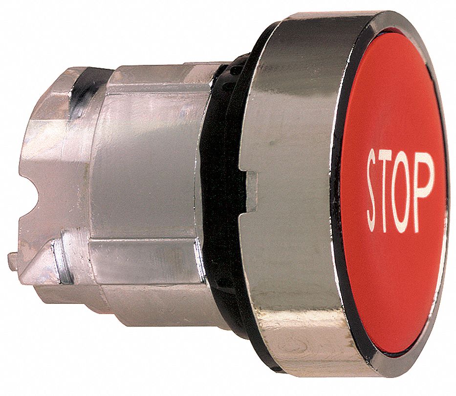 Flush Push Button: Red, 22 mm Mounting Size, Metallic, Momentary