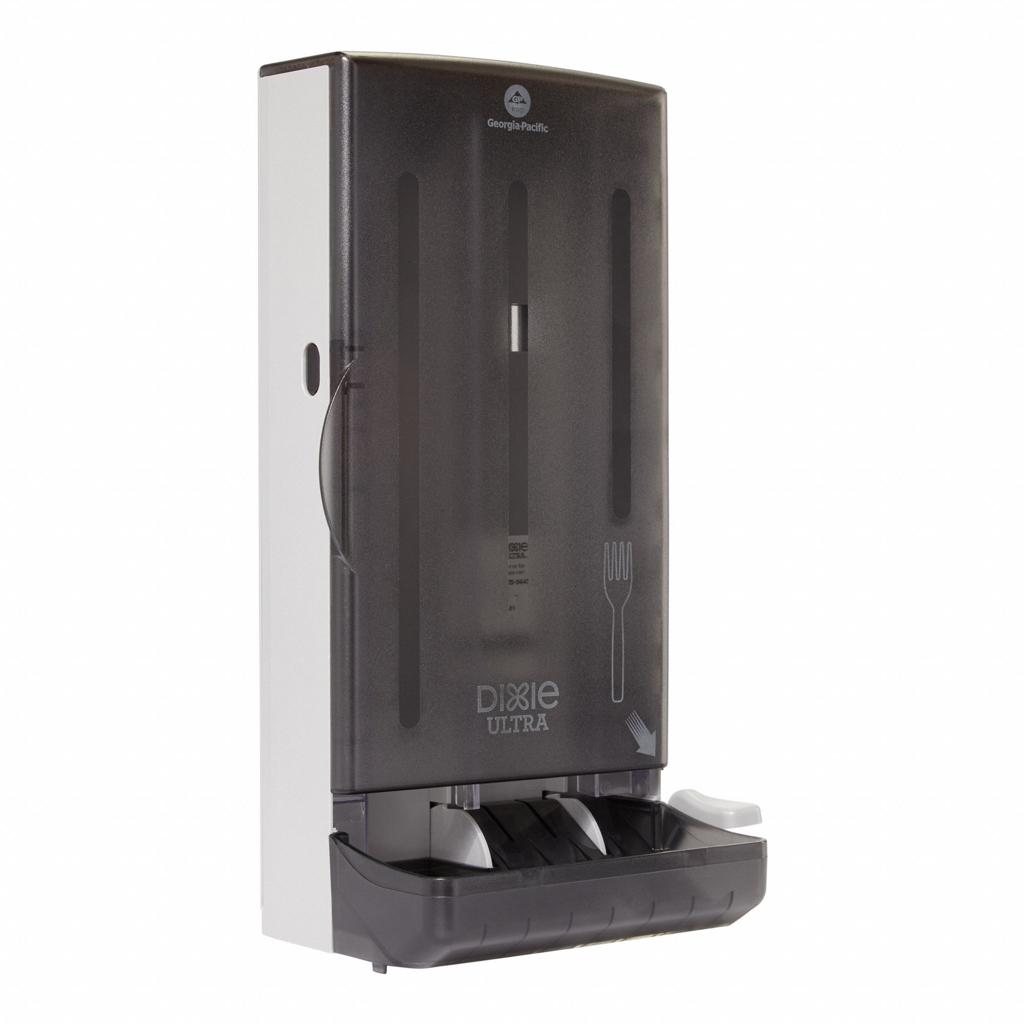 SMARTSTOCK Fork Dispenser Countertop/Stand/Wall, Holds 80 pcs Cutlery, Translucent Smoke