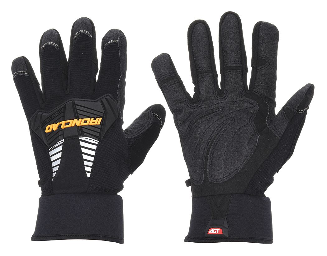 GANTS,PROT C/FROID,ISOLÉE,DOIGT COMPLET,M/8,NR,NÉO/TPR/POLAIRE/NYL/SPANDEX/PVC,PR