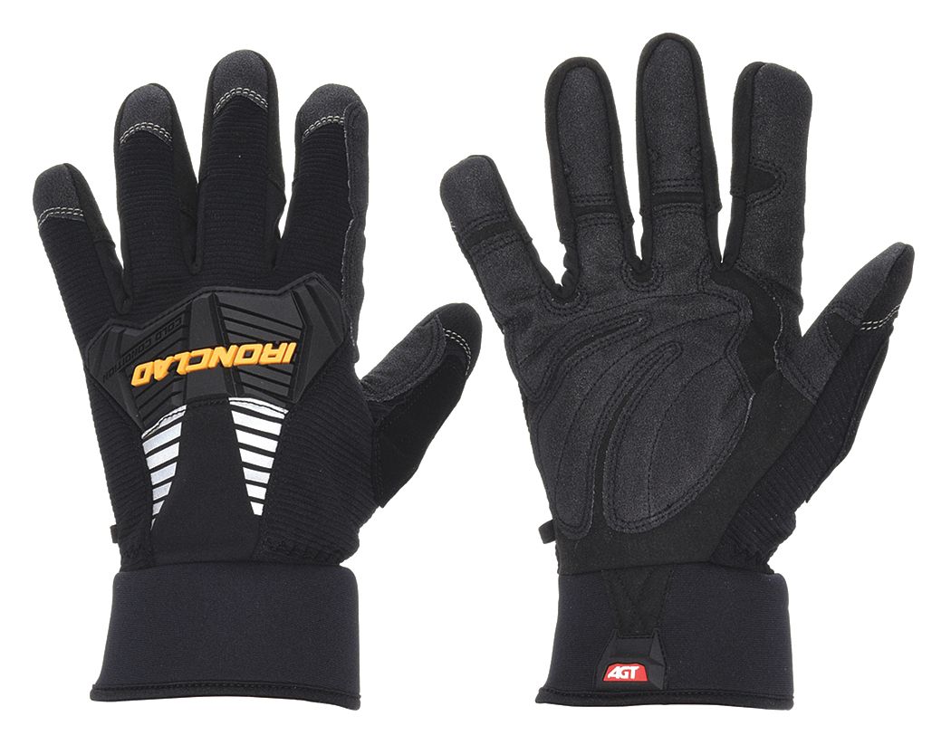 GLOVES, COLD PROTECTION, INSULATED, FULL FINGER, M/8, BLK, NEOPRENE/TPR/FLEECE/NYLON/SPANDEX/PVC, PR