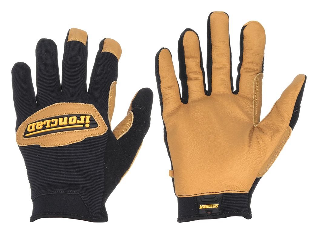 Ironclad Ranchworx Large Leather Gloves, Black/Tan