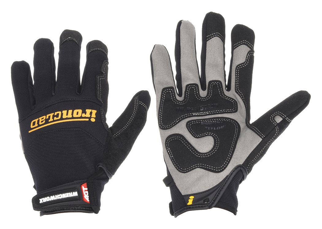 GANTS MÉCANICIEN, AILE, DOIGT COMPLET, ENFILER, S/ DOUBLURE, TAILLE TG, CUIR SYNTHÉTIQUE NOIR/NYLON
