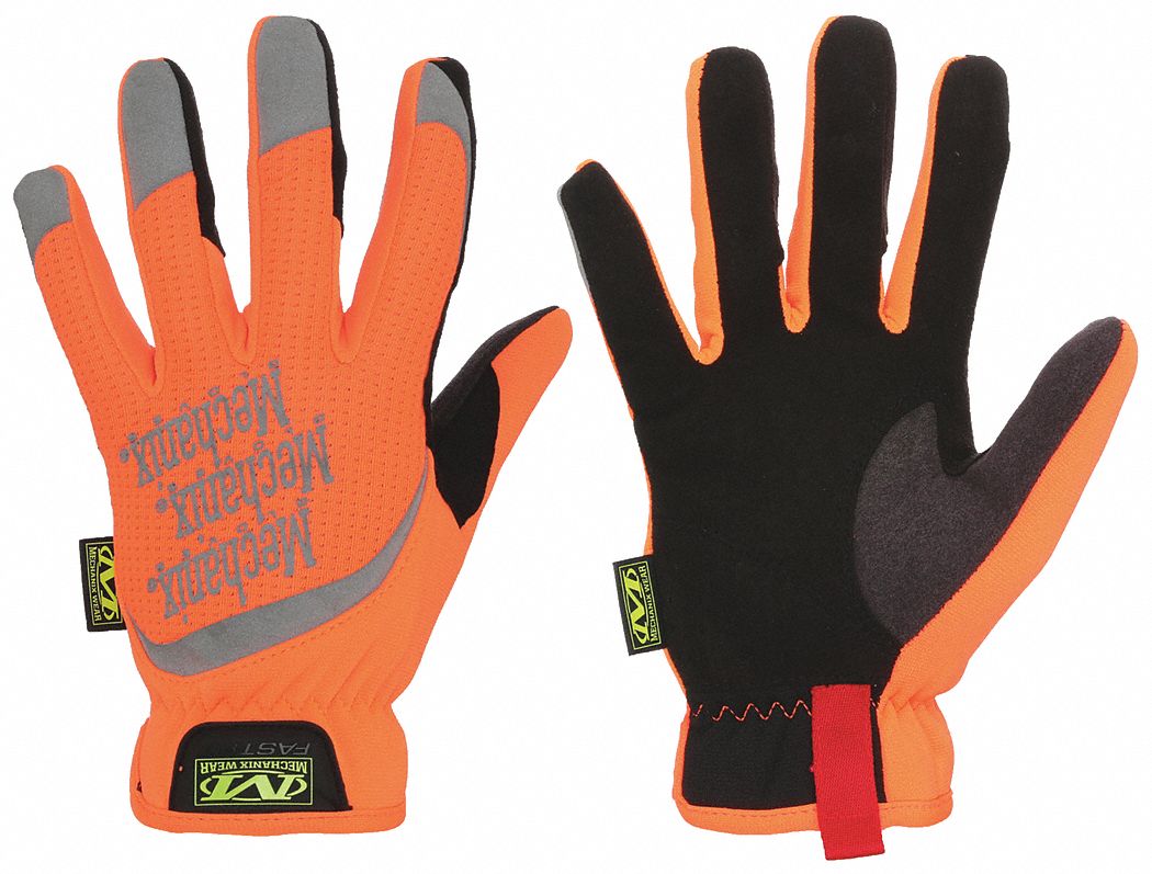 Mechanics Gloves: 2XL ( 12 ), Mechanics Glove, Full Finger, Synthetic Leather, 1 PR