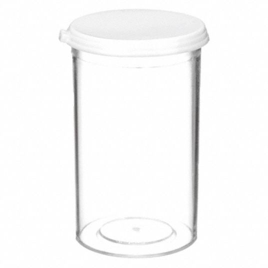THORNTON PLASTICS, Unlined, Plastic, Vial with Cap 21C015VIAL25C10