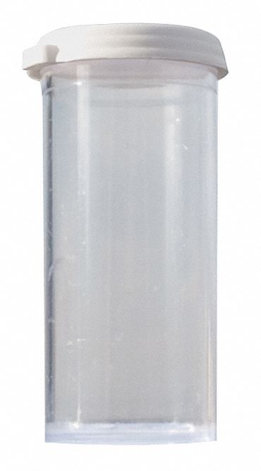 Vial with Cap: Unlined, Plastic, Polystyrene, 10 PK