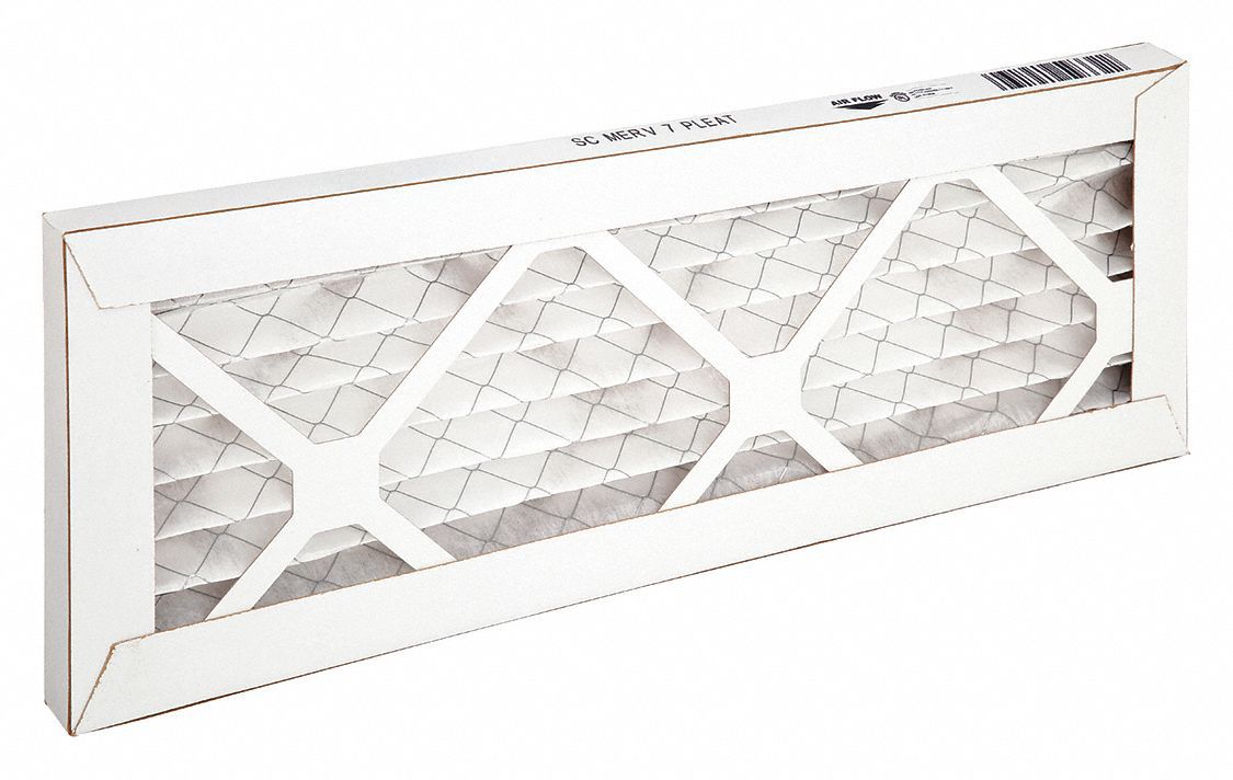Pleated Air Filter: 6 in x 16 in x 1 in, MERV 7, Gen Use