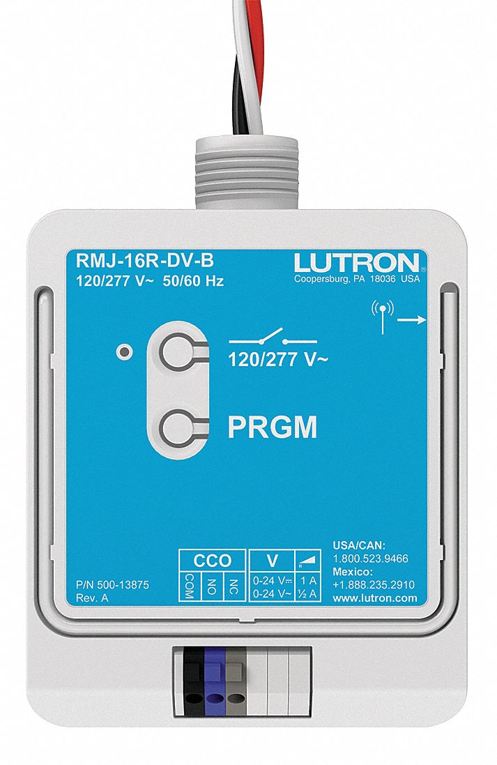 LUTRON Wireless Relay Module, 16A, 120/277V 21C799RMJ16RDVB