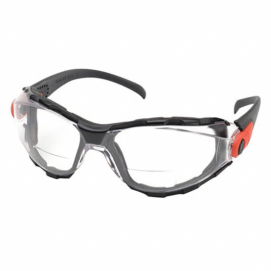 Bifocal Safety Glasses in Polycarbonate Clear Lens 2.5 Diopter 