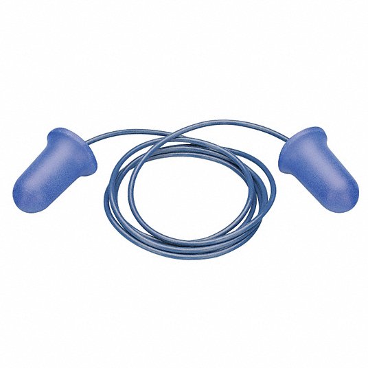 Elvex Delta Plus BLUE Corded Foam Ear Plugs EP-253 10 pair/1 Box of 100 32NRR 