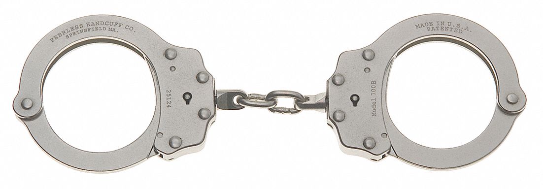 PEERLESS Handcuffs, Chain Link, Steel, 10 oz, 2 Keys - 21CH07|M700C ...