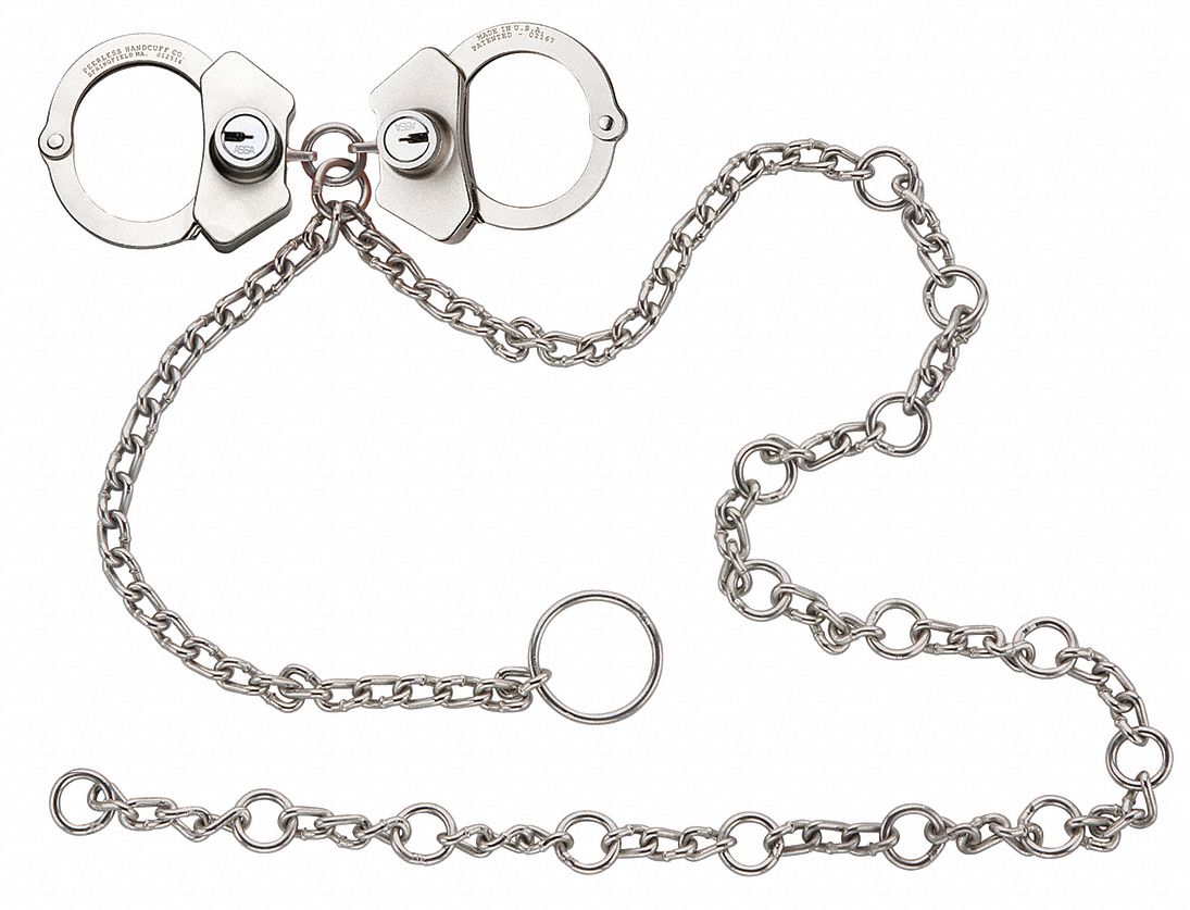Waist Chain: High Security, Aluminum Alloy/Steel, Nickel, (2) Keys, 33 oz Net Wt