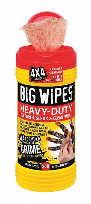 CLEAN WIPES, HEAVY DUTY, TEXTURED, DUAL SIDED, ANTI BACTERIAL, ORANGE, 20 X 30 CM, 80 PER CAN