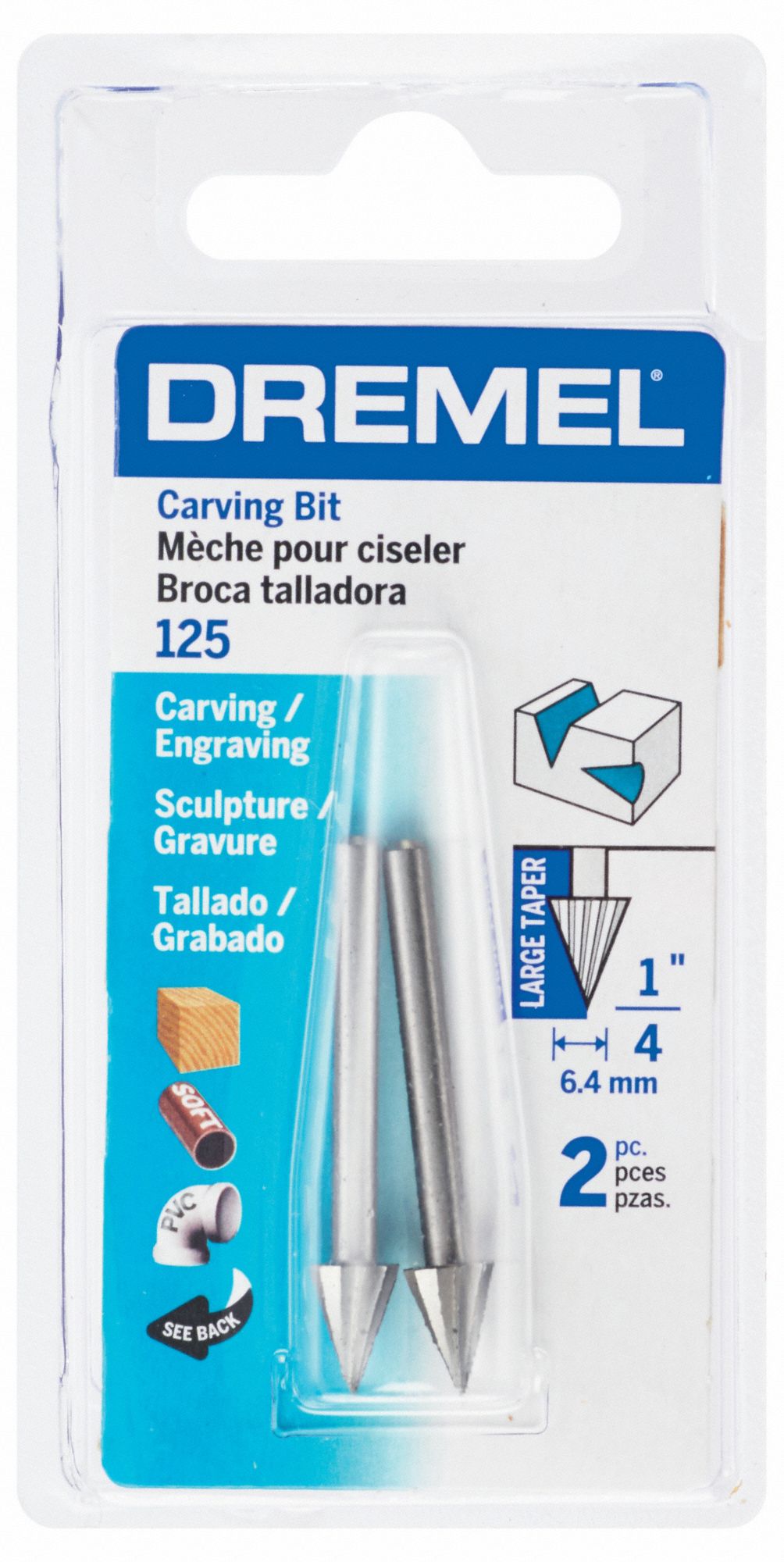 DREMEL Carving Bit: High Speed Steel, Arrow, 1/4 in Head Wd, 3/8 in ...