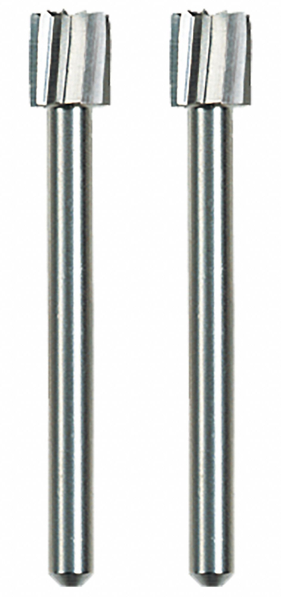 Carving Bit: High Grade Steel, Cylinder, 1/4 in Head Wd, 3/16 in Head Lg, Carving Bit, 2 PK