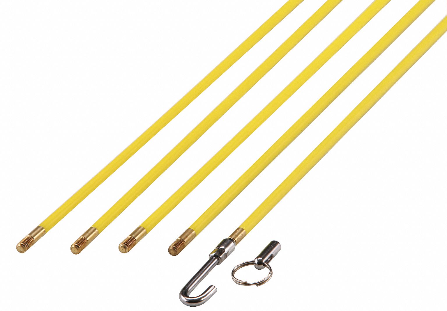 WESTWARD Fish Stick: 1/4 in Rod Dia, 24 ft, Bullet Nose/Single Hook End, 5  Rods Included