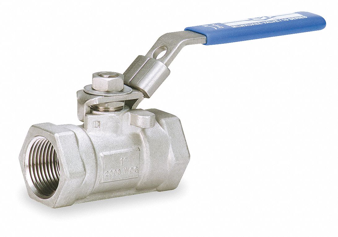 MANUAL TWO-WAY BALL VALVE: ½ IN, STAINLESS STEEL, STRAIGHT, FNPT X FNPT, ONE-PIECE