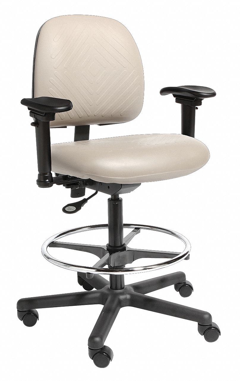 Task Chair, Task Chair, Gray, Vinyl, 23 in to 33 in Nominal Seat Height ...