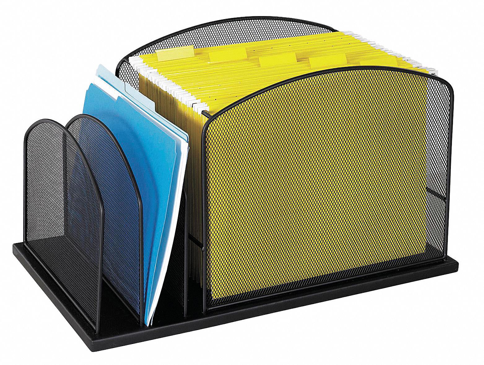 SAFCO, (2) Vertical, (1) Hanging Compartments, Black, Letter Tray/File