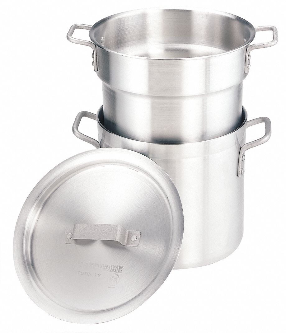 CRESTWARE Double Boiler, 20, Inset 171/2 Capacity (Qt.), 10 in Overall