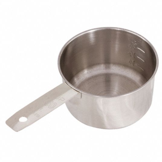 CRESTWARE Measuring Cup: Dry/Liquid, 0.25 C Capacity, Stainless Steel, 4  Pieces, Gray, NSF Certified