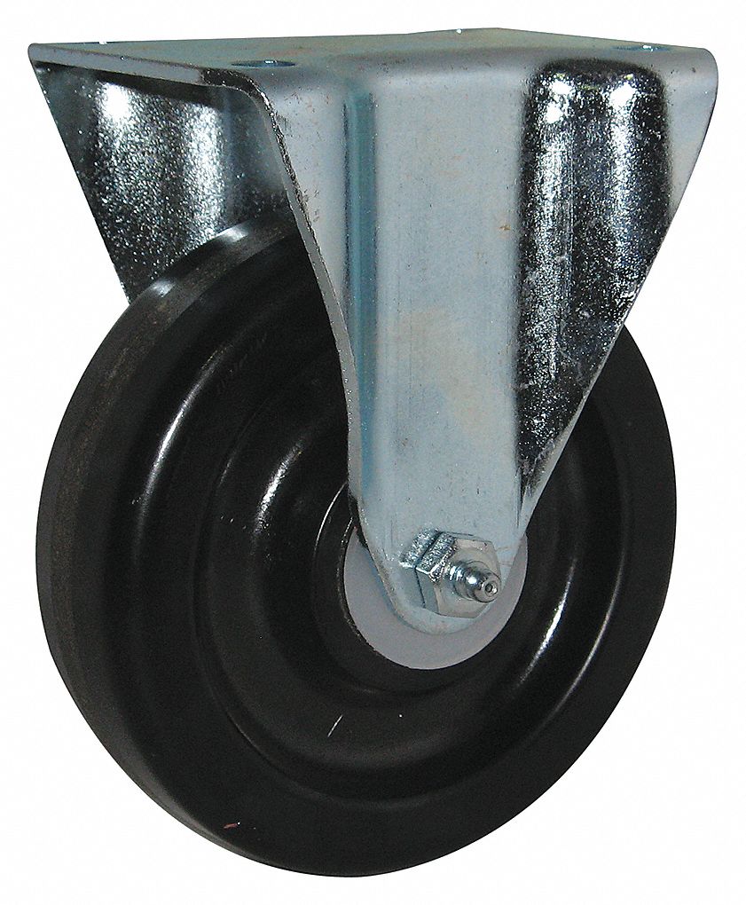 ROULETTE À PLAQUE,RIGIDE,NR,CAP. CHARGE 500 LIVRES,TAILLE DE ROULETTE 1½ X 5 PO,PHÉNOLIQ/ZINC